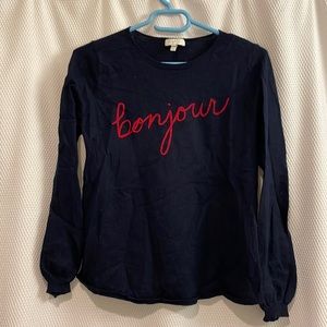 Bonjour/Au Revoir sweater by Joie, size small
